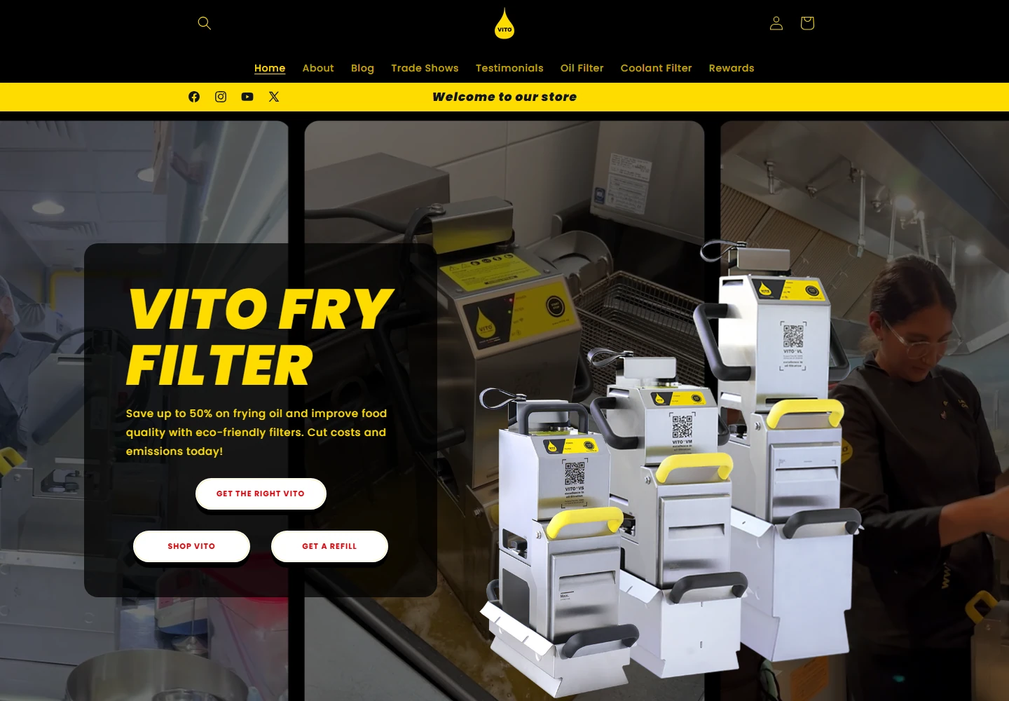 VITO Fryfilter website desktop view