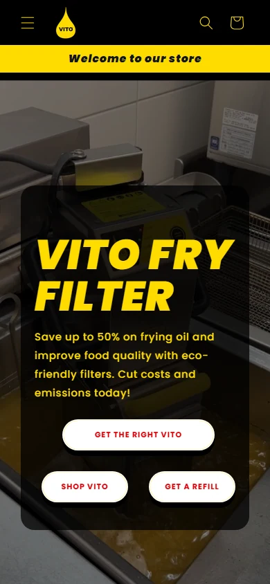 VITO Fryfilter website mobile view